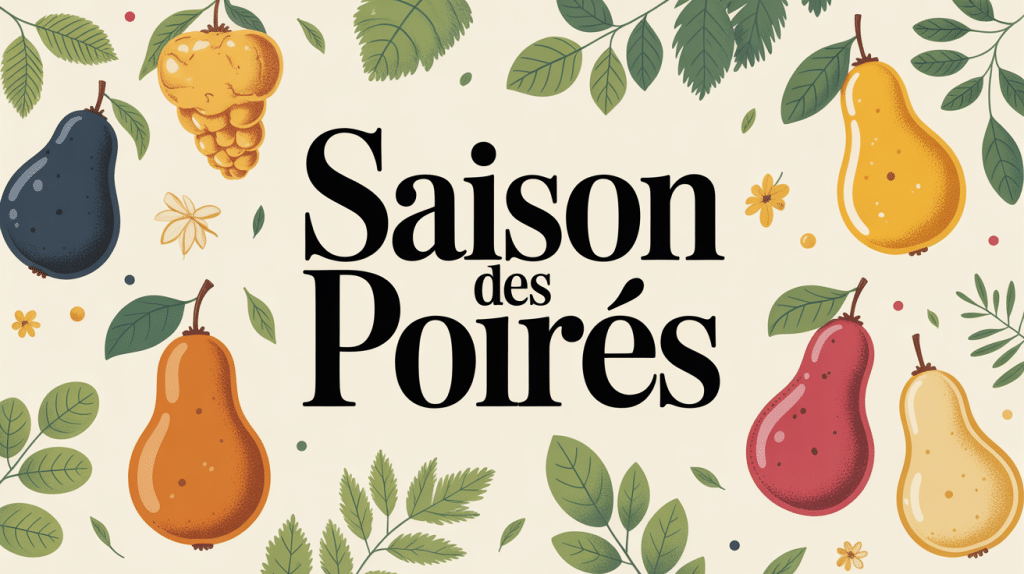 Poires saison variees sur fond naturel