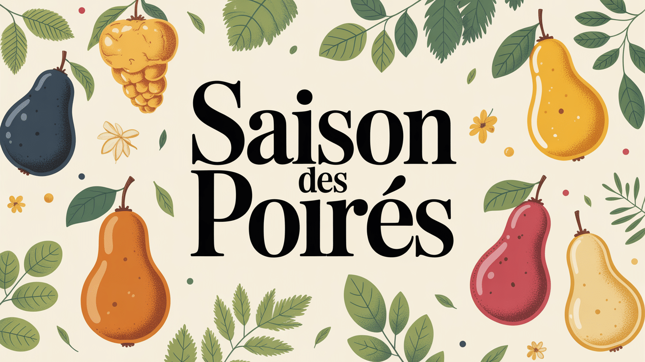 Poires saison variees sur fond naturel