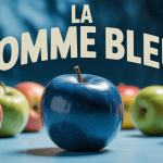 Pomme bleue entourée de pommes rouges et vertes
