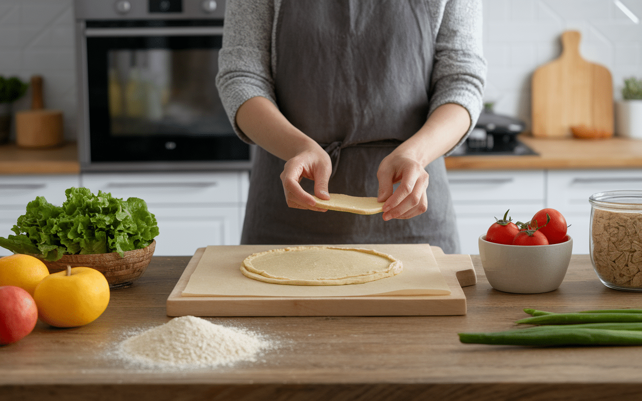 Pâte à pizza campione mains et ingrédients