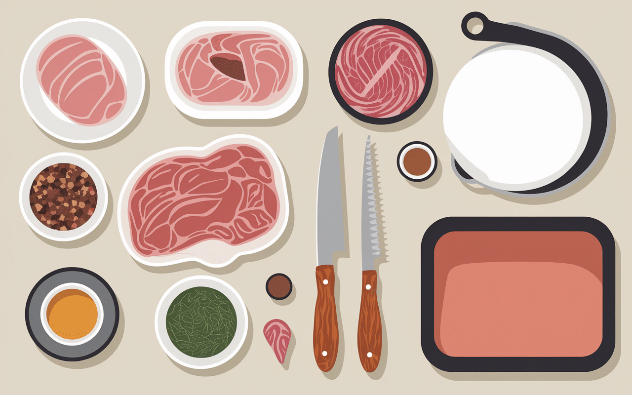 Ingrédients pour paté de foie maison sur plan de travail