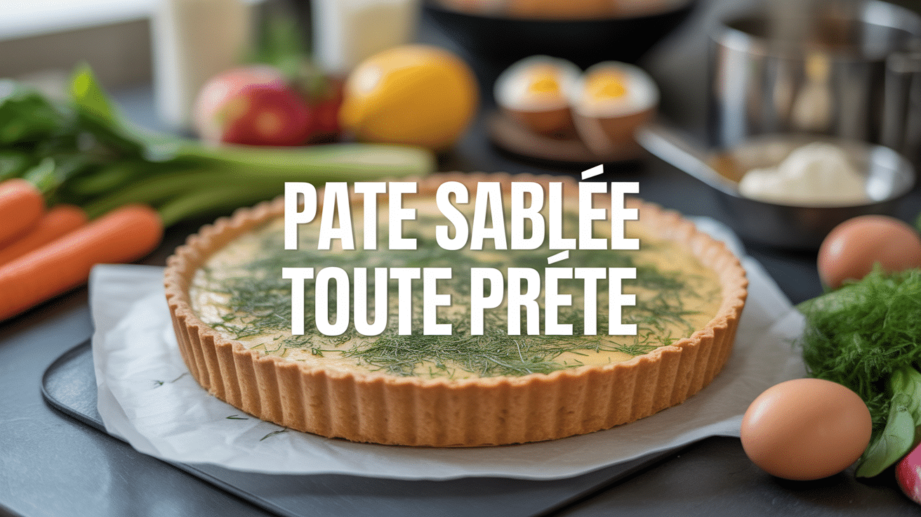 Tarte salée avec pâte sablée toute prête et ingrédients frais