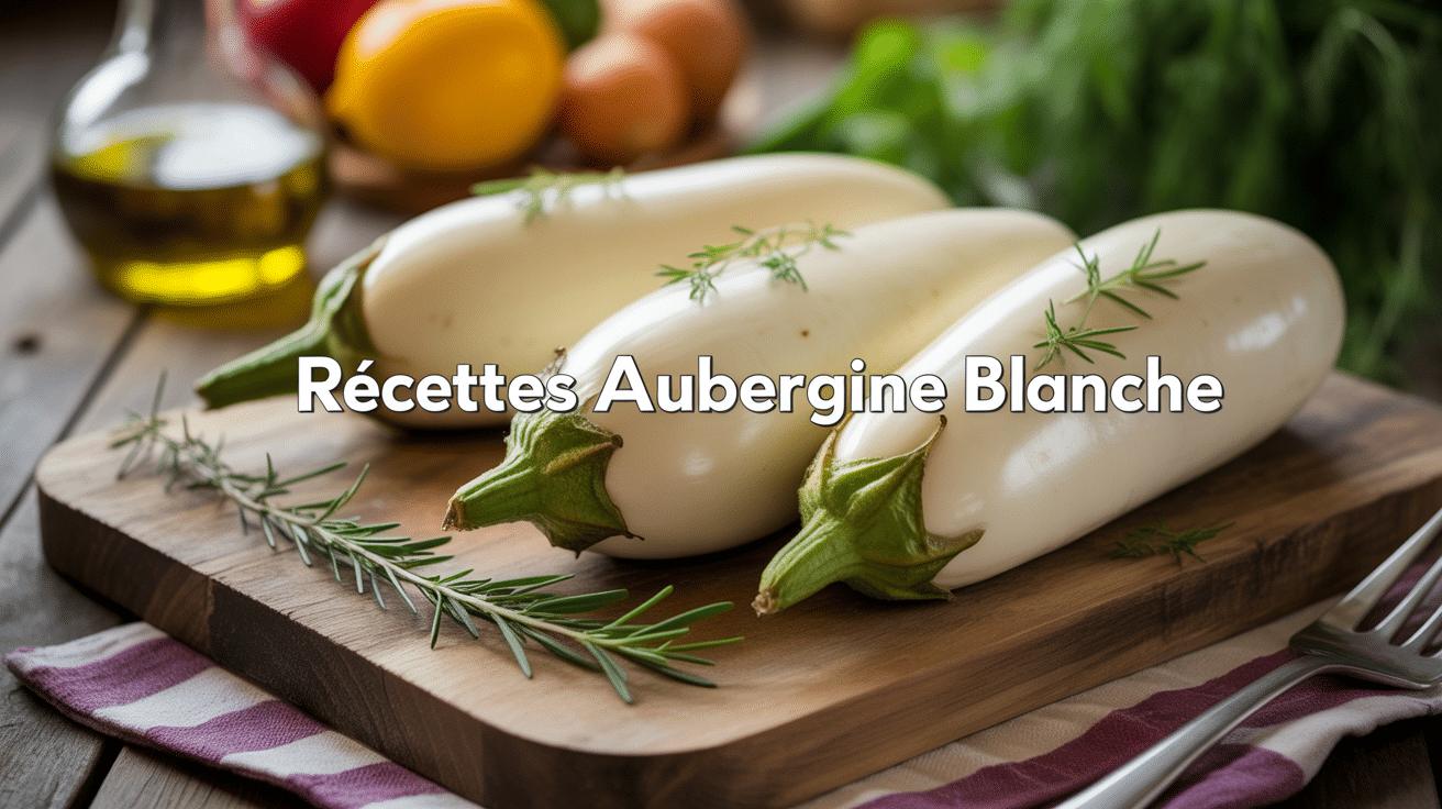 recettes aubergine blanche planche bois herbes huile
