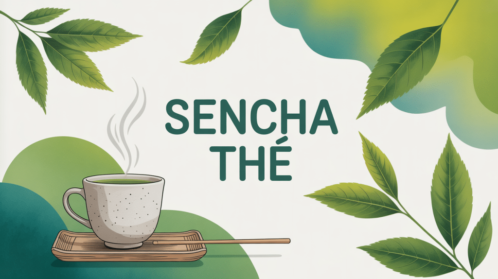composition sencha thé feuilles tasse bambou
