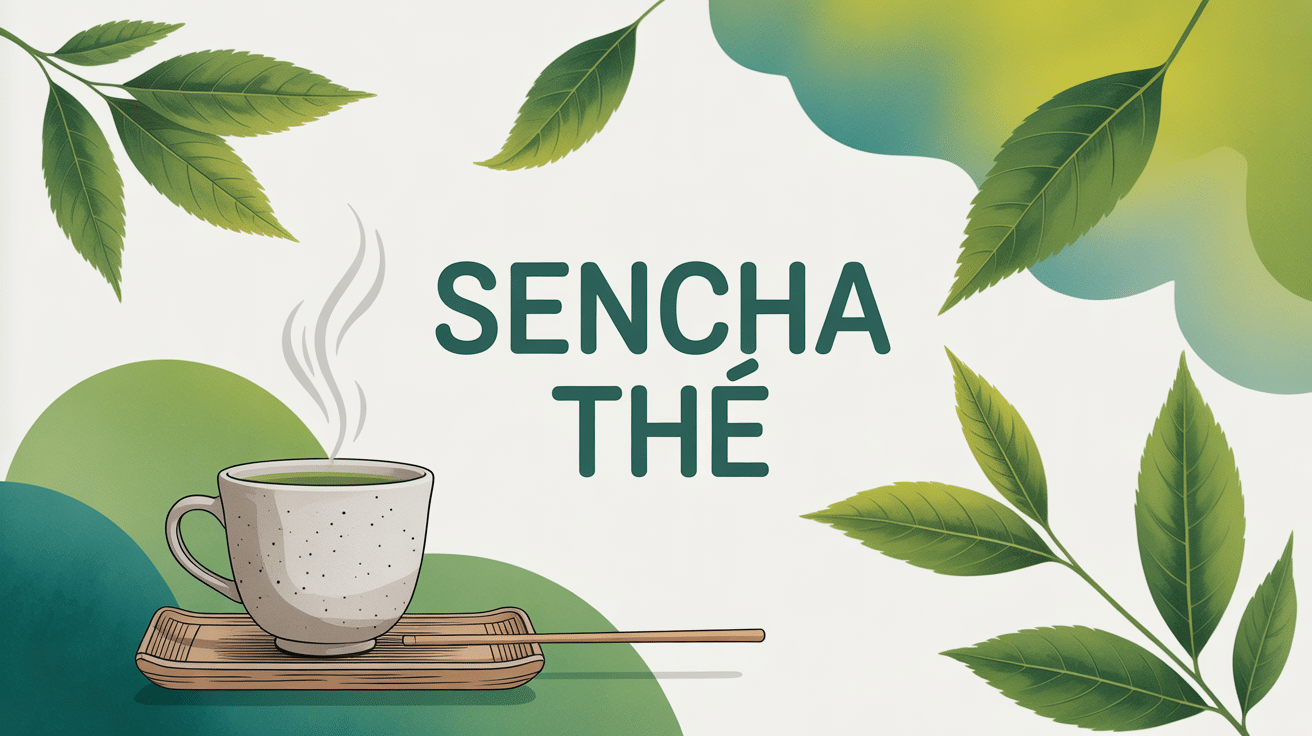 composition sencha thé feuilles tasse bambou