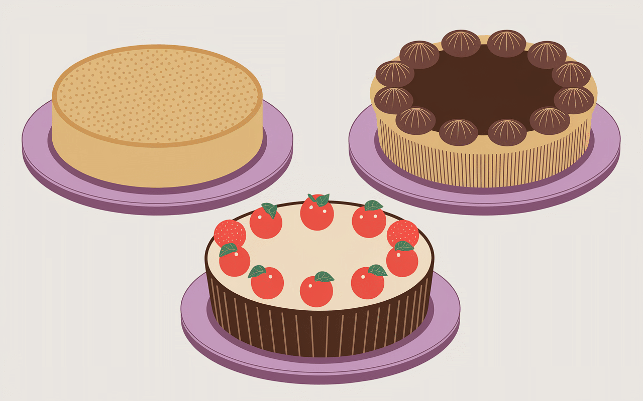 Galette sucrée simple, fruitée, feuilletée sur assiettes