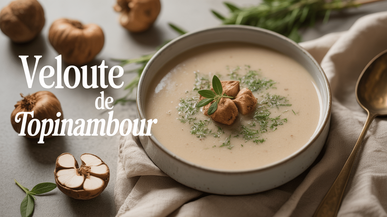 Velouté de topinambour crémeux, bol, noisettes, herbes