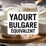 Pots de yaourt bulgare equivalent blanc sur table bois