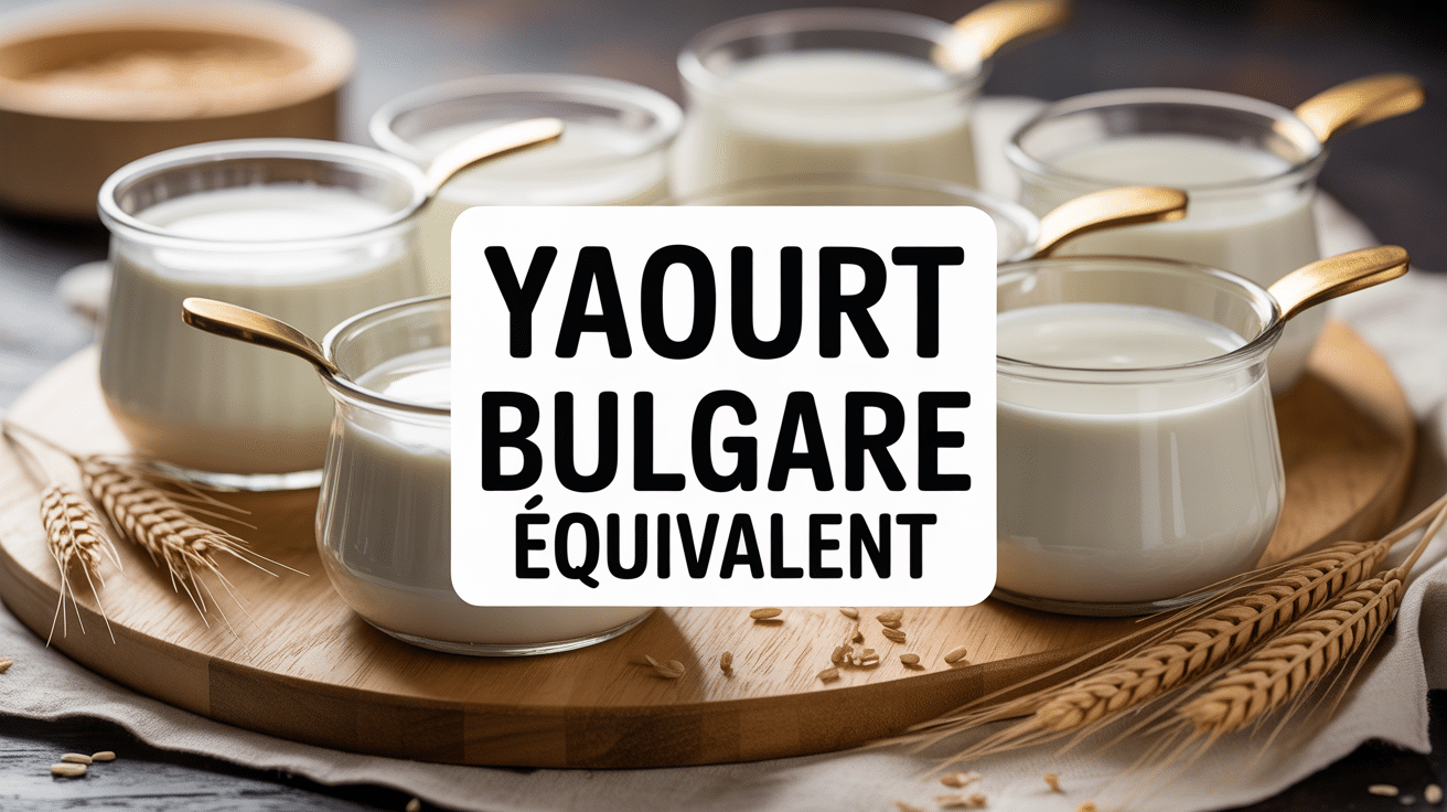 Pots de yaourt bulgare equivalent blanc sur table bois