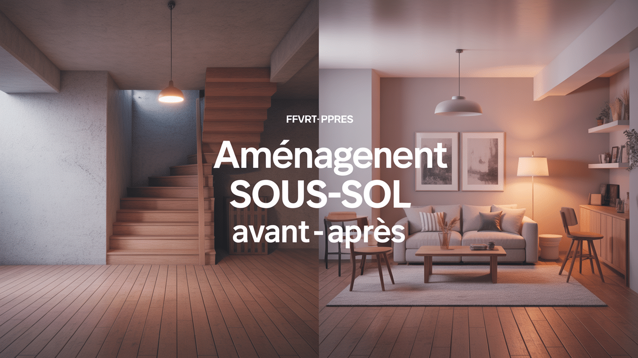amenagement sous sol avant apres coupe isometrique sous-sol
