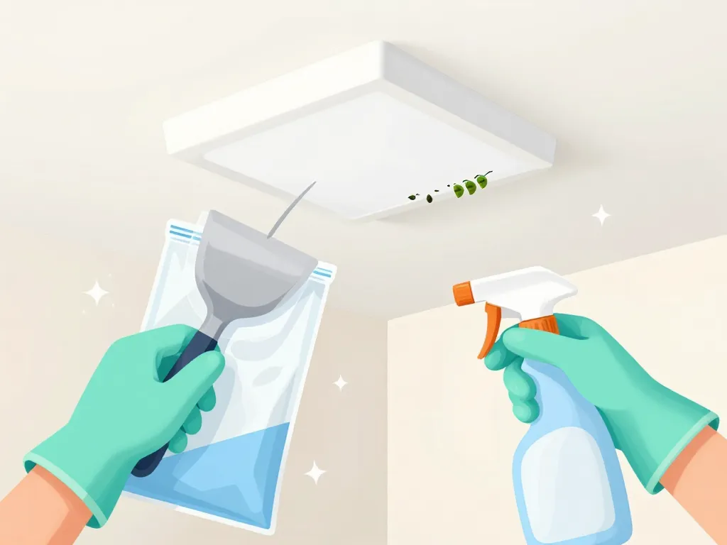 Gestes sûrs pour asticot au plafond, collecte et désinfection