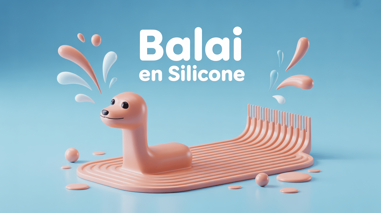 balai en silicone sur sols mixtes avec poussières, poils et eau
