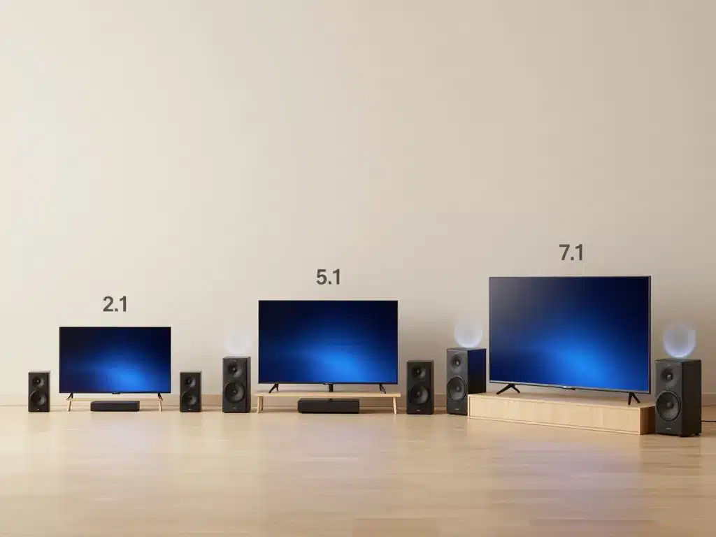 Comparatif boss home theater 2.1 5.1 7.1 selon taille de pièce