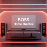 Vue salon avec système boss home theater et effet surround