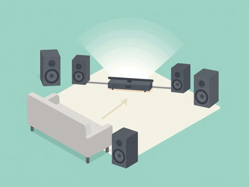 Schéma placement enceintes et caisson boss home theater