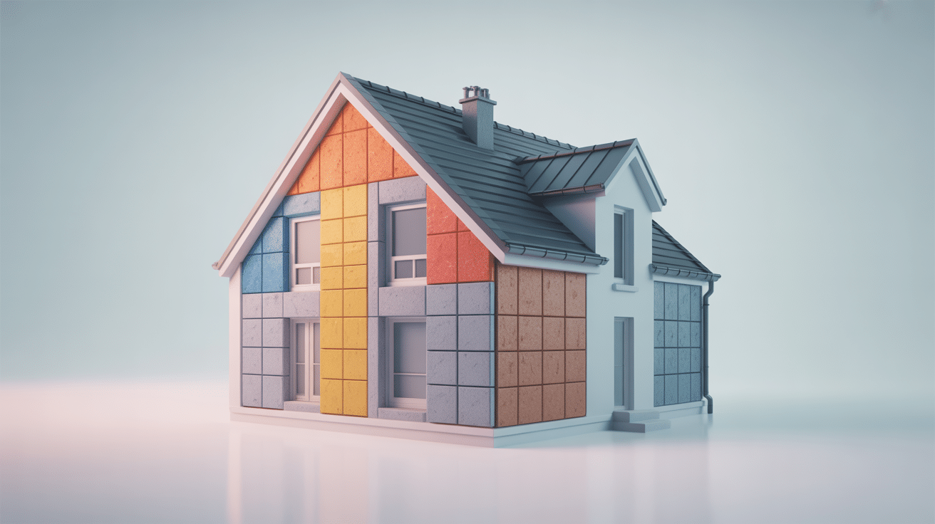 Illustration 3D de la composition des murs maison phenix