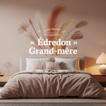 Illustration édredon grand-mère dans chambre moderne