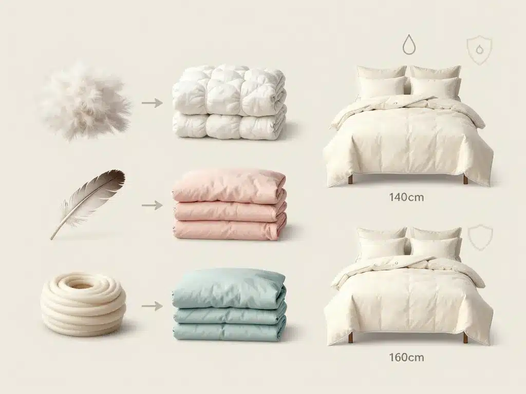 Schéma matières et tailles édredon grand-mère