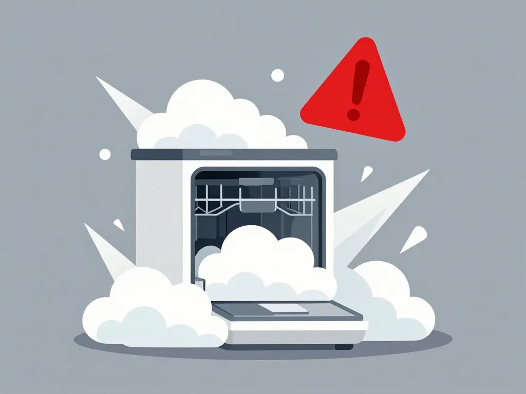 Mousse excessive et avertissement — en panne de pastille lave vaisselle