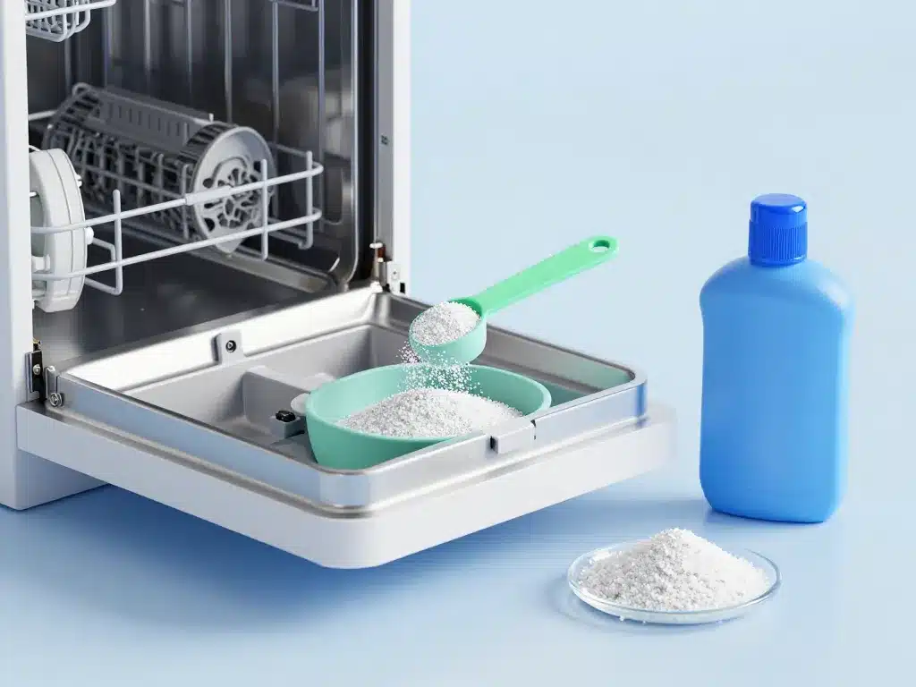 Compartiment détergent avec poudre et sel — en panne de pastille lave vaisselle