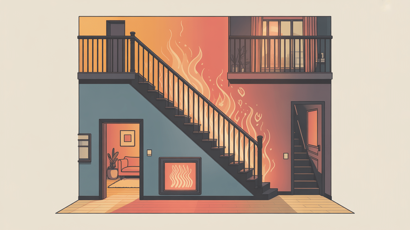 Illustration isométrique pour fermer un escalier pour garder la chaleur avec porte isolante