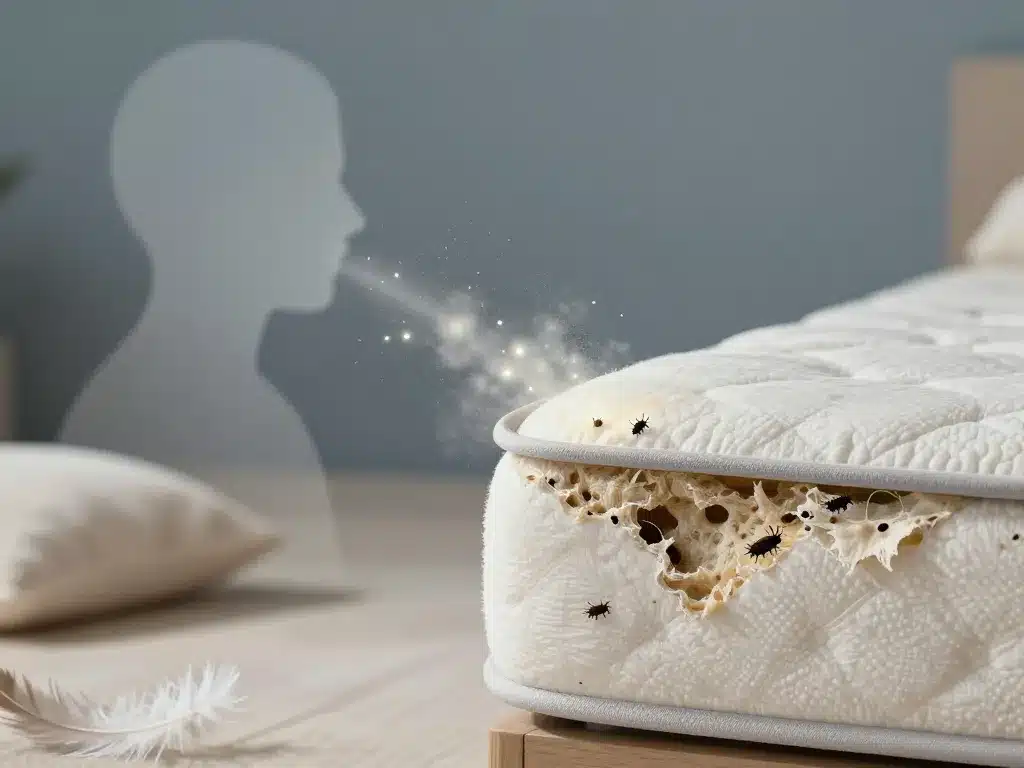 larve d'anthrène matelas, irritations et fibres abîmées