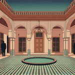 Illustration du patio d’une maison marocaine traditionnelle