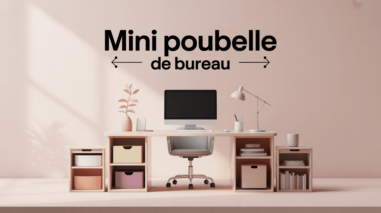 mini poubelle de bureau en 3D, modèles variés sur bureau propre