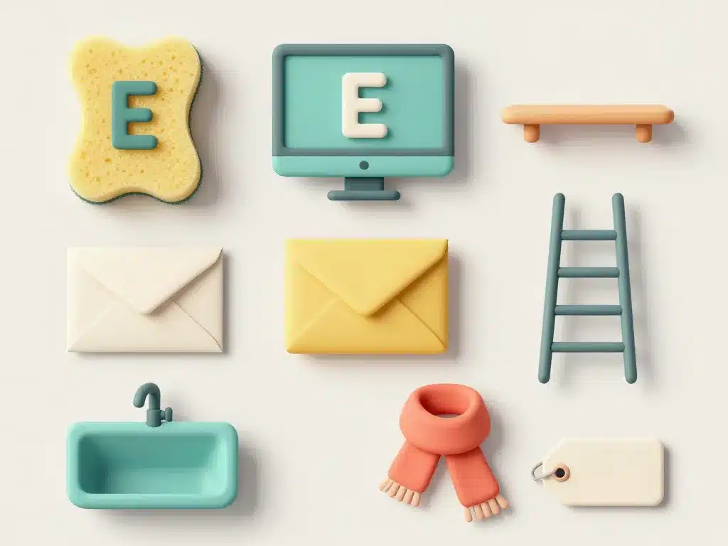 Flat lay objet en e du quotidien pour petit bac