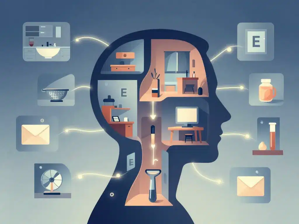 Schéma mémoire objet en e type palais mental