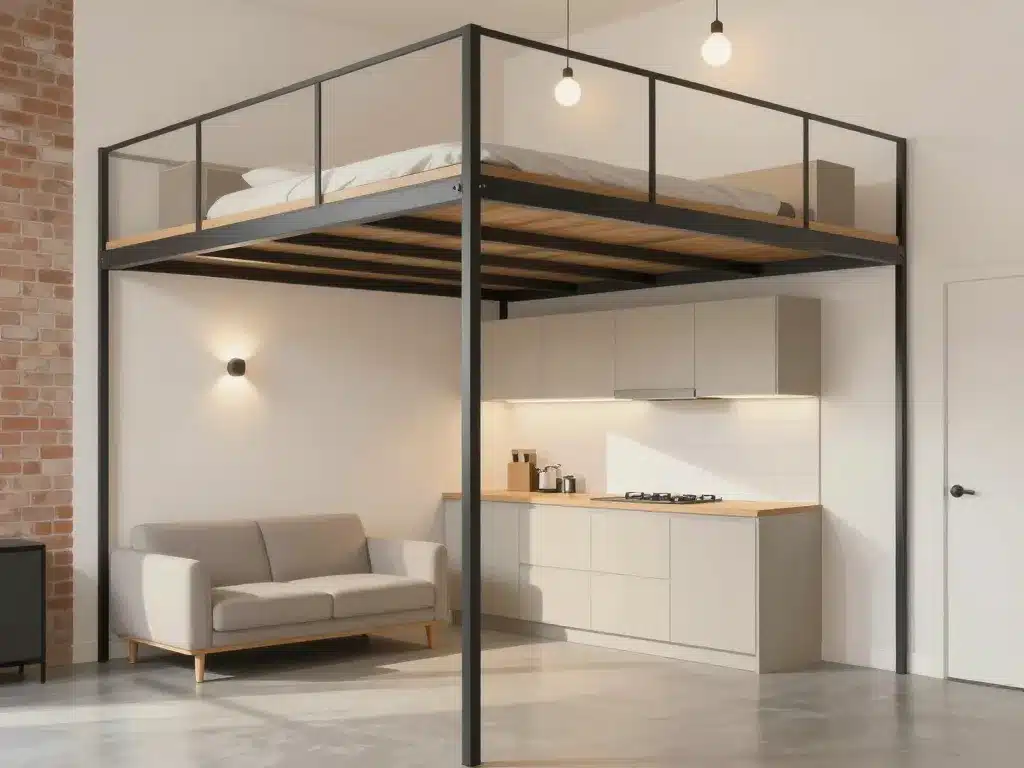 intérieur petit loft industriel lumineux et chaleureux