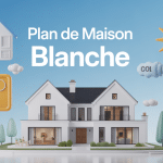 Illustration 3D de plans maison blanche moderne et traditionnelle