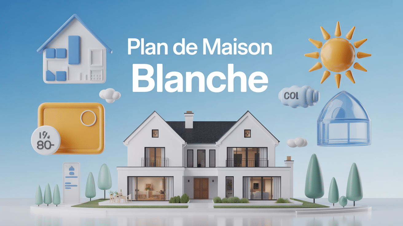 Illustration 3D de plans maison blanche moderne et traditionnelle