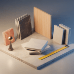 Illustration du poid carrelage au m2 avec balance et échantillons