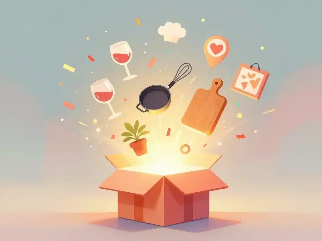 Boîte cadeau et icônes d’expériences — quoi offrir pour une crémaillère