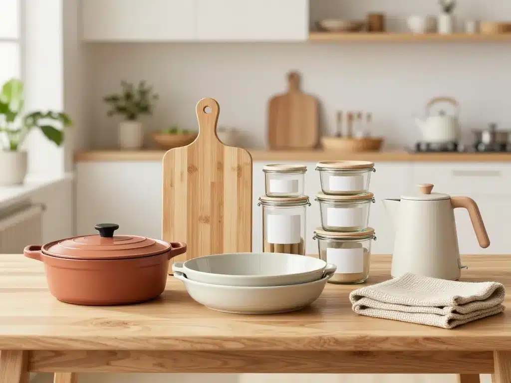 Scène produits pratiques maison — quoi offrir pour une crémaillère