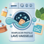 Illustration 3D remplacer pastille lave vaisselle, alternatives et sécurité