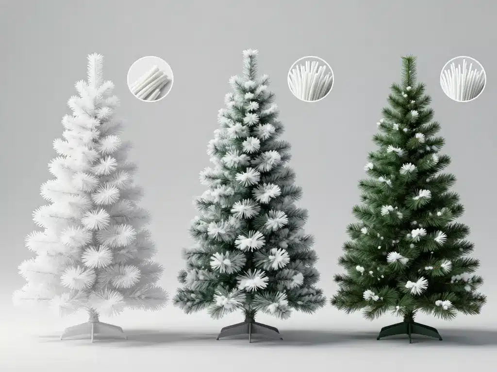 comparatif sapin de noel blanc artificiel flocké givré