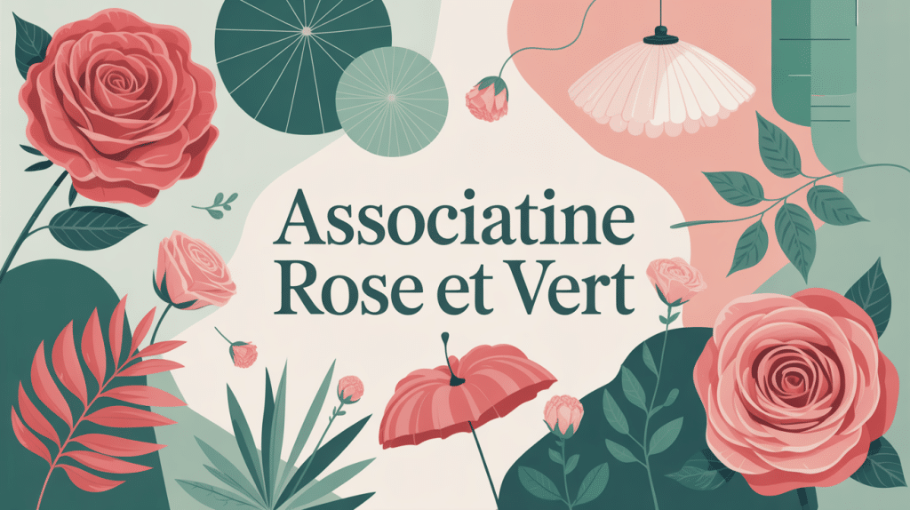 Illustration chic association rose et vert en déco et mode