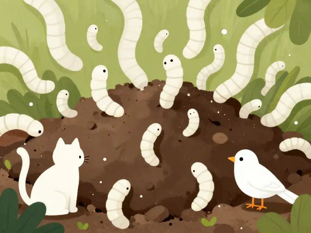 Asticots blancs compost et animaux extérieurs, jardin