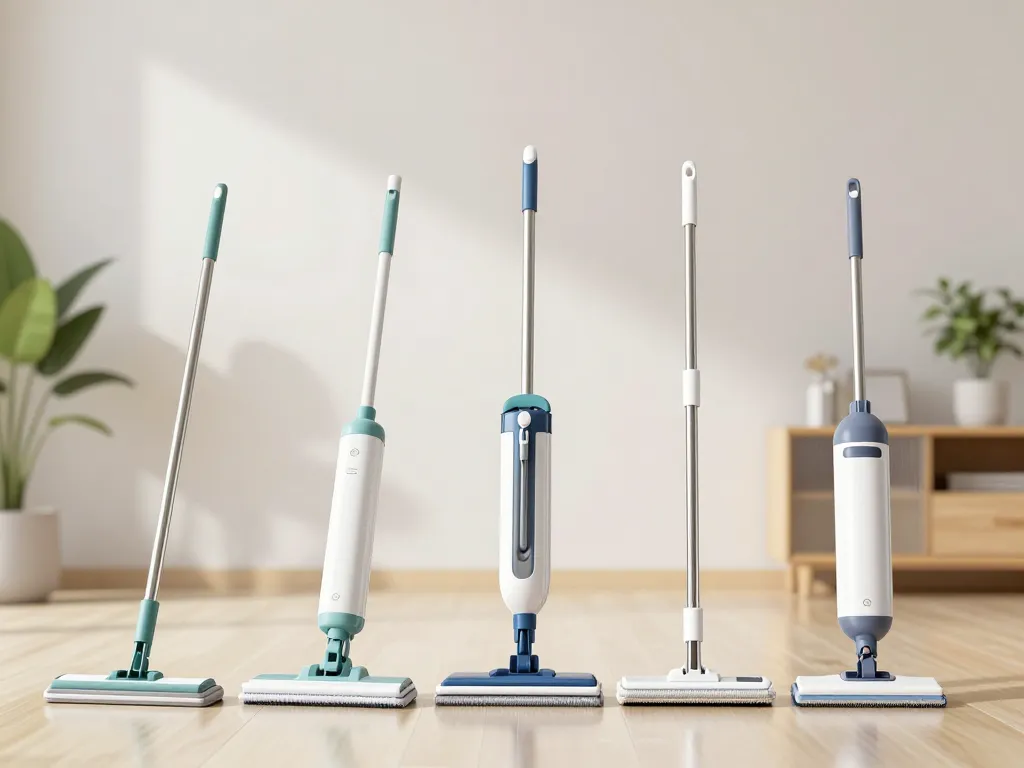 comparaison visuelle de balais lavants à plat, rotatif, vapeur, spray