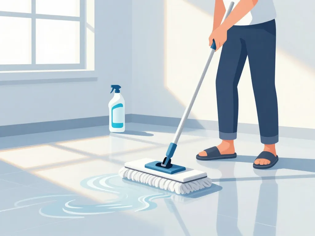 personne utilise balai lavant en mouvement S pour nettoyer sol