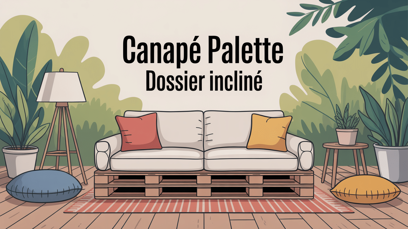 canapé palette dossier incliné sur terrasse, style chaleureux
