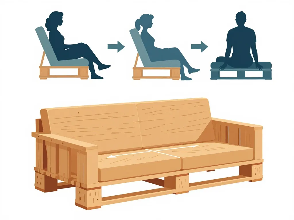 schéma canapé palette dossier incliné avec angles ajustables