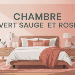 Chambre vert sauge et rose ambiance naturelle et élégante
