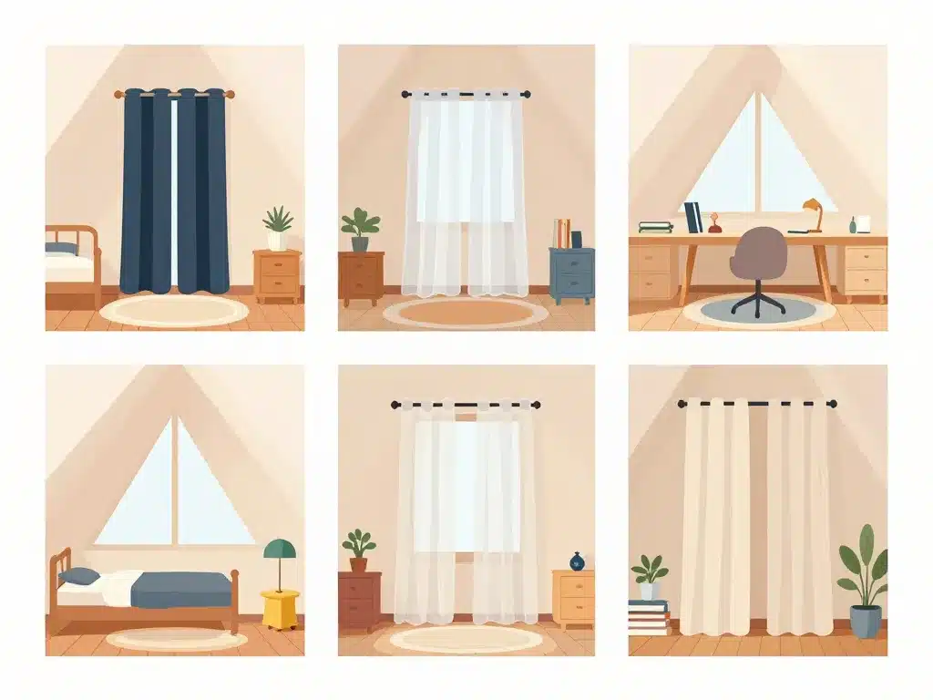 Différents rideaux sous pente adaptés à l'espace