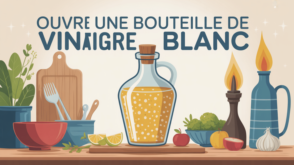 comment ouvrir une bouteille de vinaigre blanc illustration vectorielle moderne