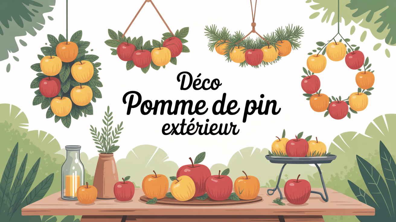 Déco pomme de pin pour l'extérieur sous forme de guirlandes, suspensions, centres de table