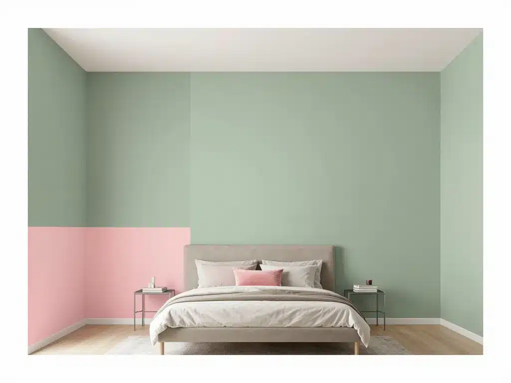 Diagramme équilibre chambre vert sauge et rose moderne