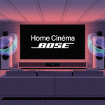 Illustration home cinéma bose dans salon moderne design